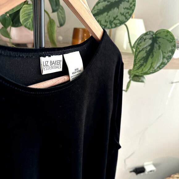 Liz Baker Black Velvet Long Sleeve Womens M Elegant Minimalist Pullover Tunic - Picture 4 of 6